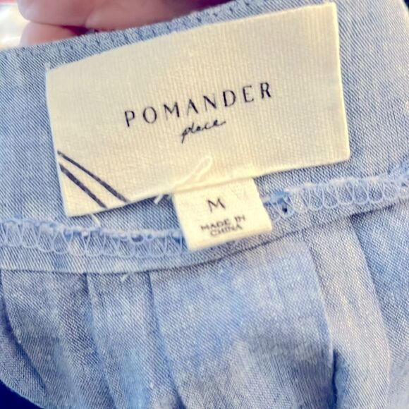 POMANDER PLACE Chambray Finley Flutter Sleeve Top, size M - Picture 7 of 10
